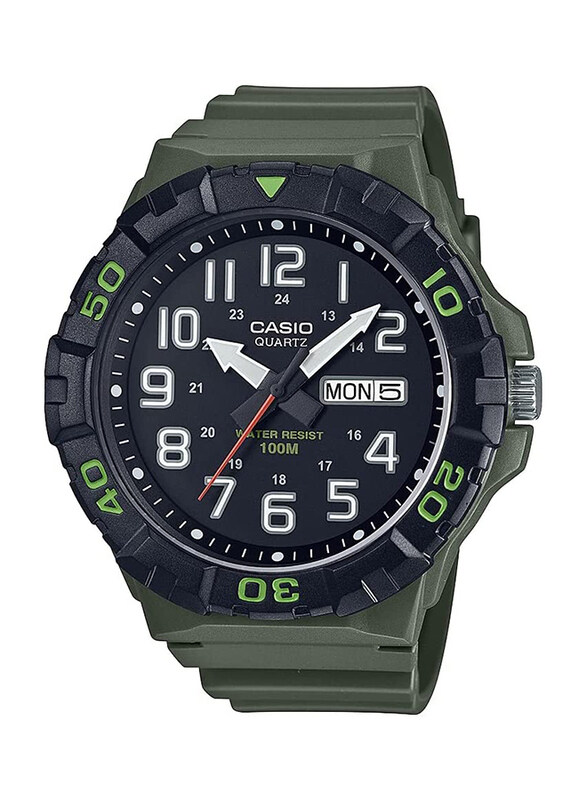 

Casio Military Analog Quartz Watch for Men with Resin Band, Splash Resistant, MRW-210H-3AVCF, Green-Black