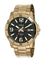 Casio Analog Watch for Men with Stainless Steel Band, Water Resistant, MTP-VD01G-1BVUDF, Gold-Black