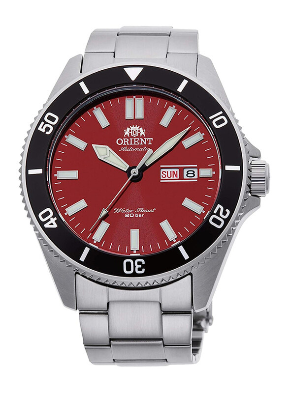 

Orient Analog Watch for Men with Stainless Steel Band, Water Resistant, RA-AA0915R19B, Silver/Red