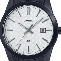 Casio Analog Watch for Men with Stainless Steel Band, Water Resistant, MTP-VD03B-7AUDF, White-Black