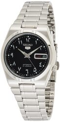 Seiko Analog Watch for Men with Stainless Steel Band, Water Resistant, Snk063J5-, Black-Silver