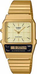 Casio Analog Vintage Edgy Watch Unisex with Stainless Steel Band, Water Resistant and Chronograph, AQ-800EG-9AEF, Gold