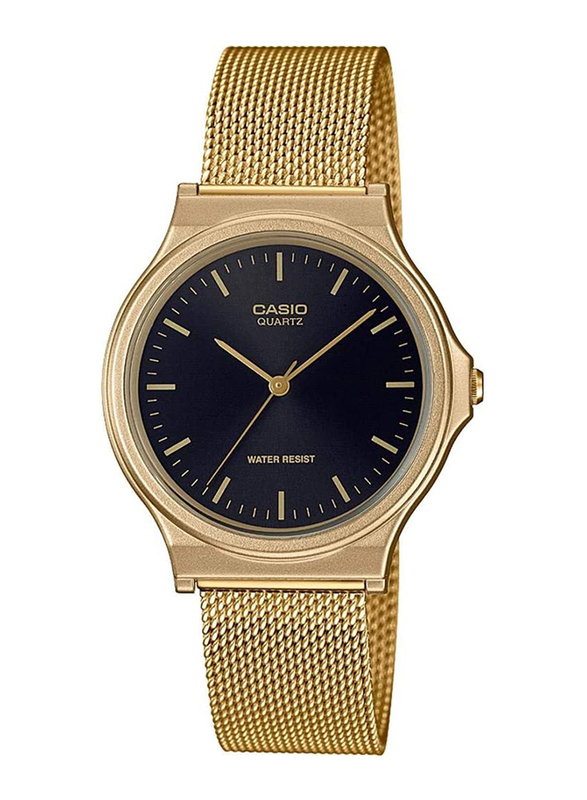 Casio Analog Quartz Watch for Men with Stainless Steel Band, Splash Resistant, MQ-24MG-1EDF, Gold-Black