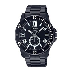 Casio Analog Watch for Men with Stainless Steel Band, Water Resistant, MTP-VD200B-1B, Black-Black