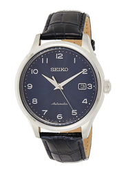 Seiko Automatic Analog Watch for Men with Leather Band, Water Resistant, SRPC21J1, Blue
