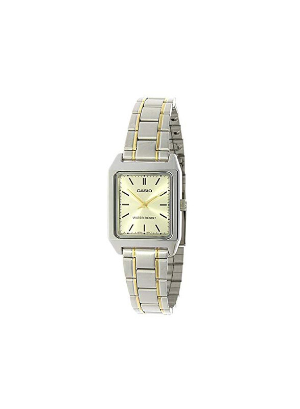 

Casio Analog Dress Watch for Women with Stainless Steel Band, Water Resistant, LTP-V007SG-9EUDF, Two Tone Silver/Beige