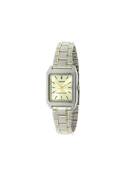 Casio Analog Dress Watch for Women with Stainless Steel Band, Water Resistant, LTP-V007SG-9EUDF, Two Tone Silver/Beige