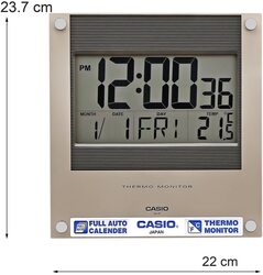 Casio Digital Indoor Clock, ID-11S-1DF, Grey