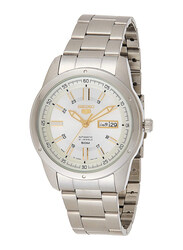Seiko 5 Automatic Analog Watch for Men with Stainless Steel Band, Water Resistant, SNKN11J1, Silver-White
