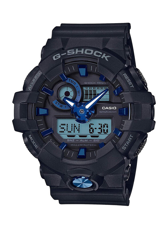 

Casio G-Shock Analog/Digital Quartz Watch for Men with Resin Band, Water Resistant, GA-710B-1A2CR, Black-Blue/Black