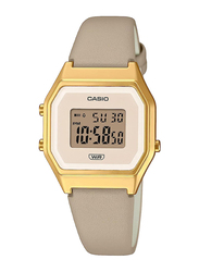 Casio Vintage Digital Watch for Women with Leather Band, Water Submerge Resistant, LA680WEGL-5EF, Gold/Grey