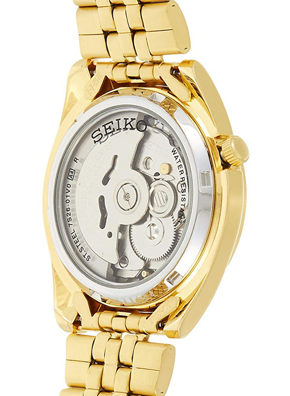 Seiko Quartz Analog Watch for Men with Stainless Steel Band, Water Resistant, SNK366K1, Gold