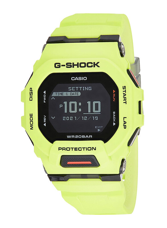 

Casio G-Shock Digital Watch for Men with Plastic Band, Water Resistant, GBD-200-9DR, Lime-Black