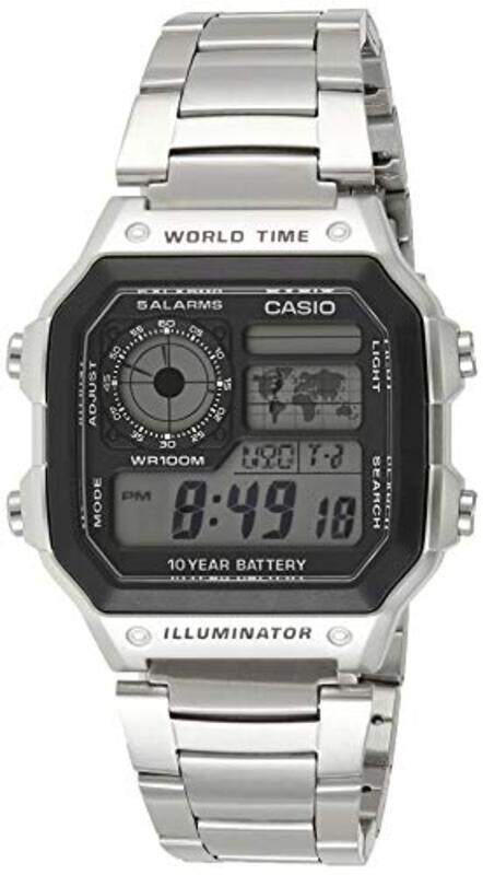 

Casio Analog/Digital Watch for Men with Stainless Steel Band, Water Resistant, AE-1200WHD-1AVDF, Silver-Black