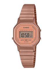 Casio Vintage Digital Watch for Women with Stainless Steel Band, Water Resistant, LA-11WR-5ADF, Rose Gold