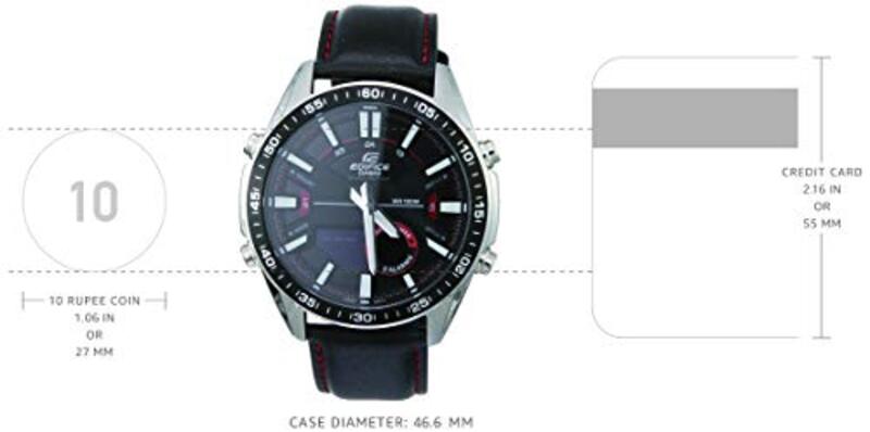 Casio Analog/Digital Watch for Men with Leather Genuine Band, EFV-C100L-1AVDF (EX441), Black-Black
