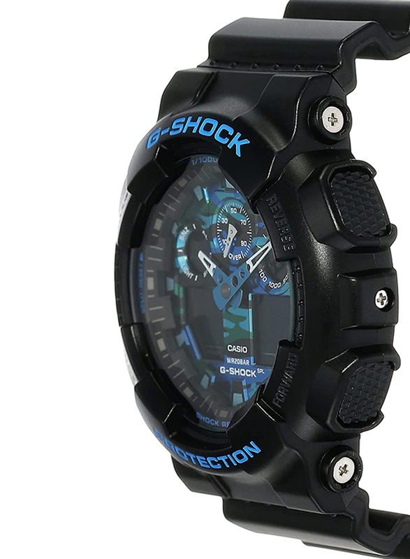 Casio G-Shock Analog/Digital Quartz Watch for Men with Resin Band, Water Resistant, GA-100CB-1ADR, Black-Blue