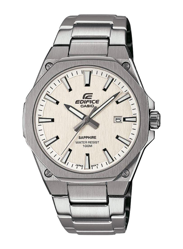 Casio Edifice Analog Watch for Men with Stainless Steel Band, Water Resistant, EFR-S108D-7AVUDF, Silver-White