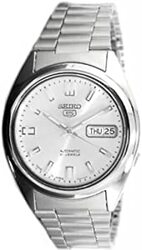 Seiko Series 5 Analog Watch for Men with Stainless Steel Band, Water Resistant, SNXS73J1, Silver-White