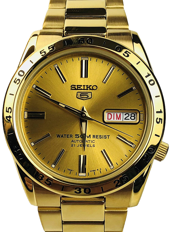 Seiko Quartz Analog Watch for Men with Stainless Steel Band, Water Resistant, SNKE06K1, Gold