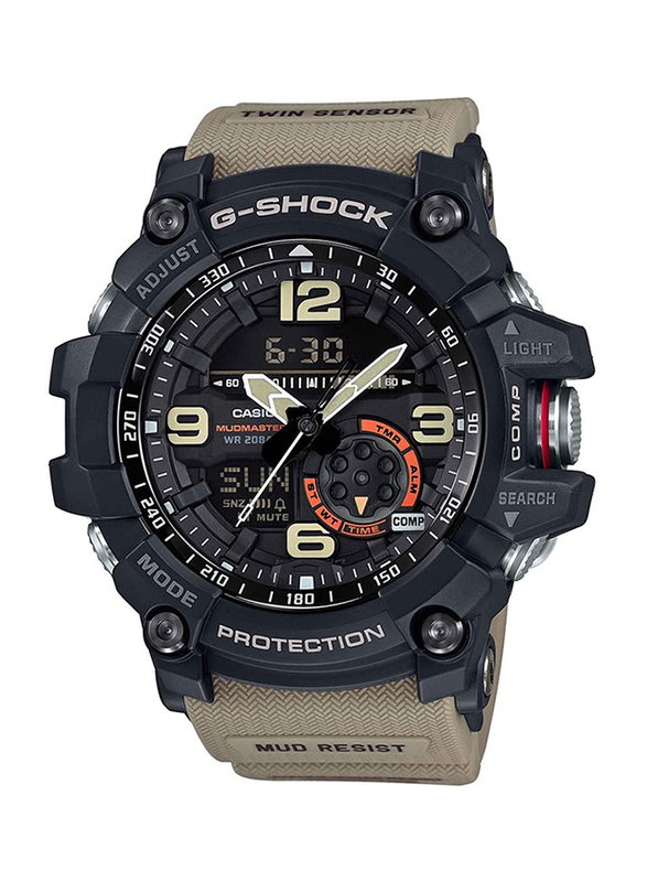 Casio G-Shock Mudmaster Analog/Digital Watch for Men with Resin Band, Water Resistant, GG-1000-1A5DR (G661), Beige-Black