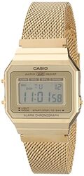 Casio Digital Watch for Men with Mesh Band, A700WMG-9AVT, Gold-Beige