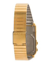 Casio Data Bank Multi-Lingual Digital Watch for Men with Stainless Steel Band, DBC-611G-1DF, Gold-Grey