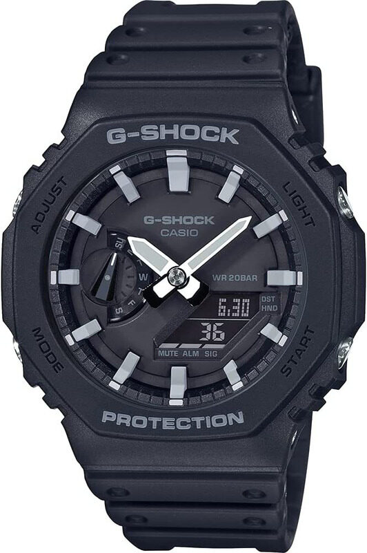 

Casio G-Shock Analog/Digital Watch for Men with Resin Band, Water Resistant and Chronograph, GA-2100-1AER, Black