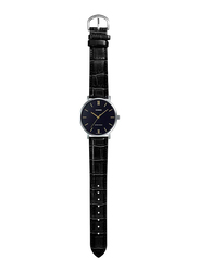 Casio Analog Quartz Watch for Men with Leather Artificial Band, Splash Resistant, MTP-VT01L-1BUDF (A1615), Black