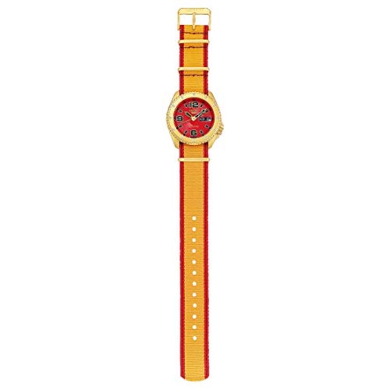 Seiko Analog Watch for Men with Stainless Steel Band, SRPF24K1, Yellow-Red
