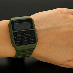 Casio Collection Retro Digital Watch for Men with Plastic Band and Water Resistant, CA-53WF-3BEF, Green-Black
