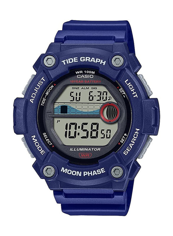 

Casio Tide Graph Digital Watch for Men with Resin Band, Water Resistant, WS-1300H-2AV, Blue-Transparent