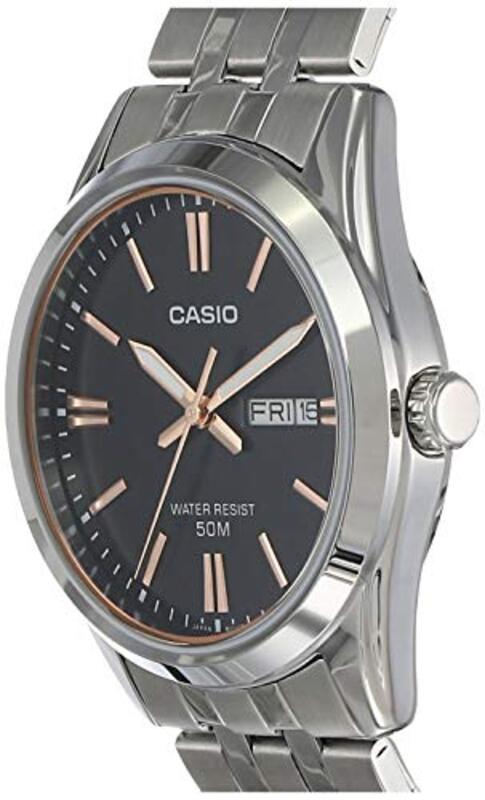 Casio Analog Watch for Men with Stainless Steel Band, MTP-1335D-1A2VDF (A1515), Silver-Black