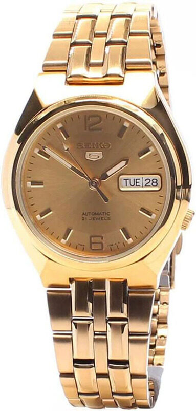 

Seiko Analog Watch for Men with Stainless Steel Band, Water Resistant, SNKL64K1, Gold/Gold