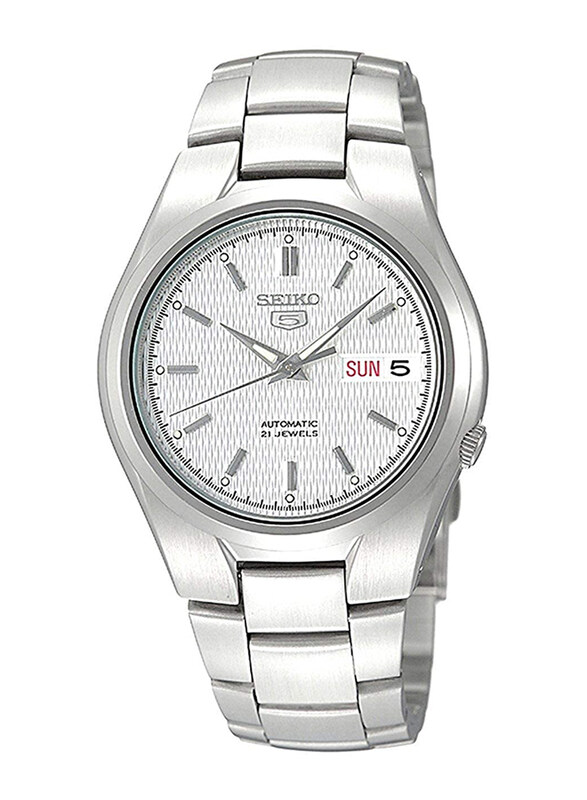 

Seiko 5 Automatic Analog Watch for Men with Stainless Steel Band, Water Resistant, SNK601K1, Silver-White/Silver