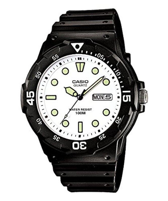 

Casio Analog Marine Sport Watch for Men with Resin Band, Water Resistant, MRW-200H-7EVDF, Black/White