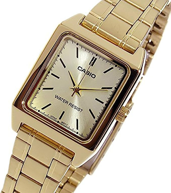 Casio Analog Watch for Women with Stainless Steel Band, Water Resistant, LTP-V007G-9EUDF, Gold/White