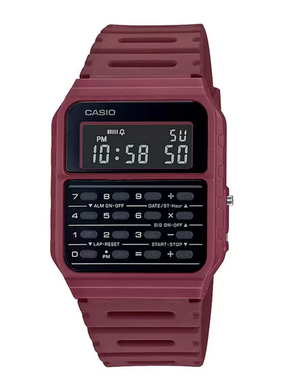 Casio Collection Retro Digital Watch for Men with Plastic Band and Water Resistant, CA-53WF-4BEF, Red-Black