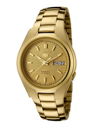 Seiko 5 Automatic Analog Watch for Men with Stainless Steel Band, Water Resistant, SNK610K1, Gold