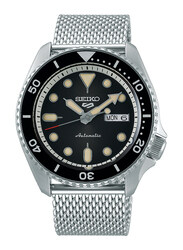 Seiko Automatic Analog Watch for Men with Stainless Steel Band, Water Resistant, SRPD73K1, Silver-Black