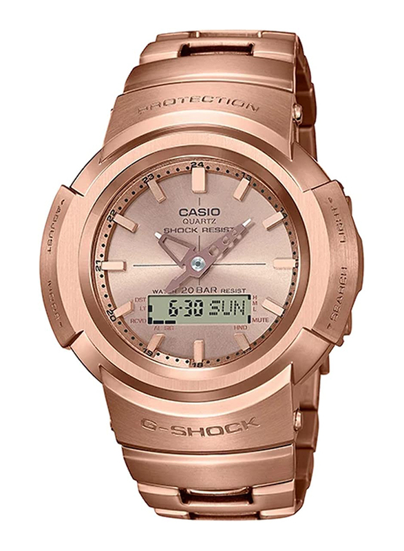 Casio G-Shock Analog/Digital Watch for Men with Stainless Steel Band, Water Resistant, AWM-500GD-4ADR, Rose Gold