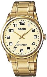 Casio 2-Piece Analog Watch Set with Stainless Steel Band, Water Resistant, MTP/LTP-V001G-9BUDF, Gold