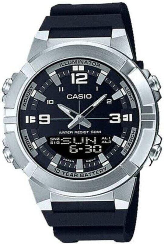 

Casio Analog Digital Watch for Men with Resin Band, Water Resistant, AMW-870-1AVDF, Black/Silver