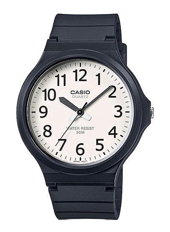 

Casio Analog Watch for Men with Plastic Band, Water Resistant, MW-240-7BV, White/Black