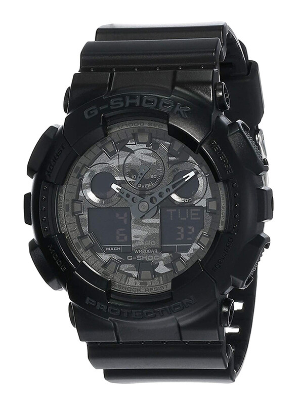 

Casio G-Shock Analog/Digital Sport Watch for Men with Resin Band, Water Resistant and Chronograph, Ga-100Cf-1A9, Black-Grey