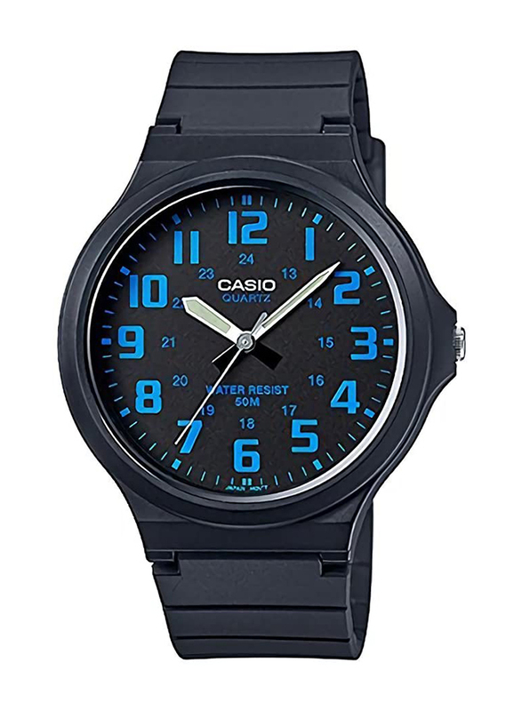 Casio Analog Watch for Men with Plastic Band, Water Resistant, MW-240-2B, Black