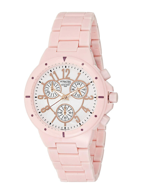 

Q&Q Analog Watch for Women with Plastic Band, DA89J003Y, Pink-White