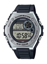 Casio Digital Quartz Watch for Men with Resin Band, Splash Resistant, MWD-100H-1AVEF, Black-Grey