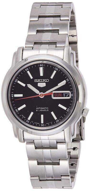 

Seiko Analog Watch for Men with Stainless Steel Band, Water Resistant, SNKL83J1, Black-Silver