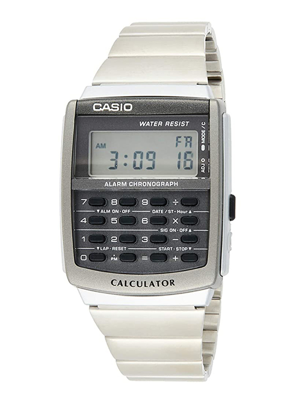 Casio Digital Unisex Watch with Stainless Steel Band, Water Resistant, CA-506-1DF, Silver-Multicolour
